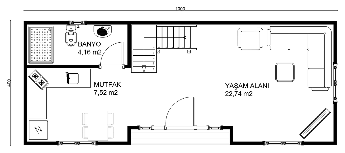 KAPADOKYA zemin kat planı — Yaşam Alanı, Mutfak, Banyo